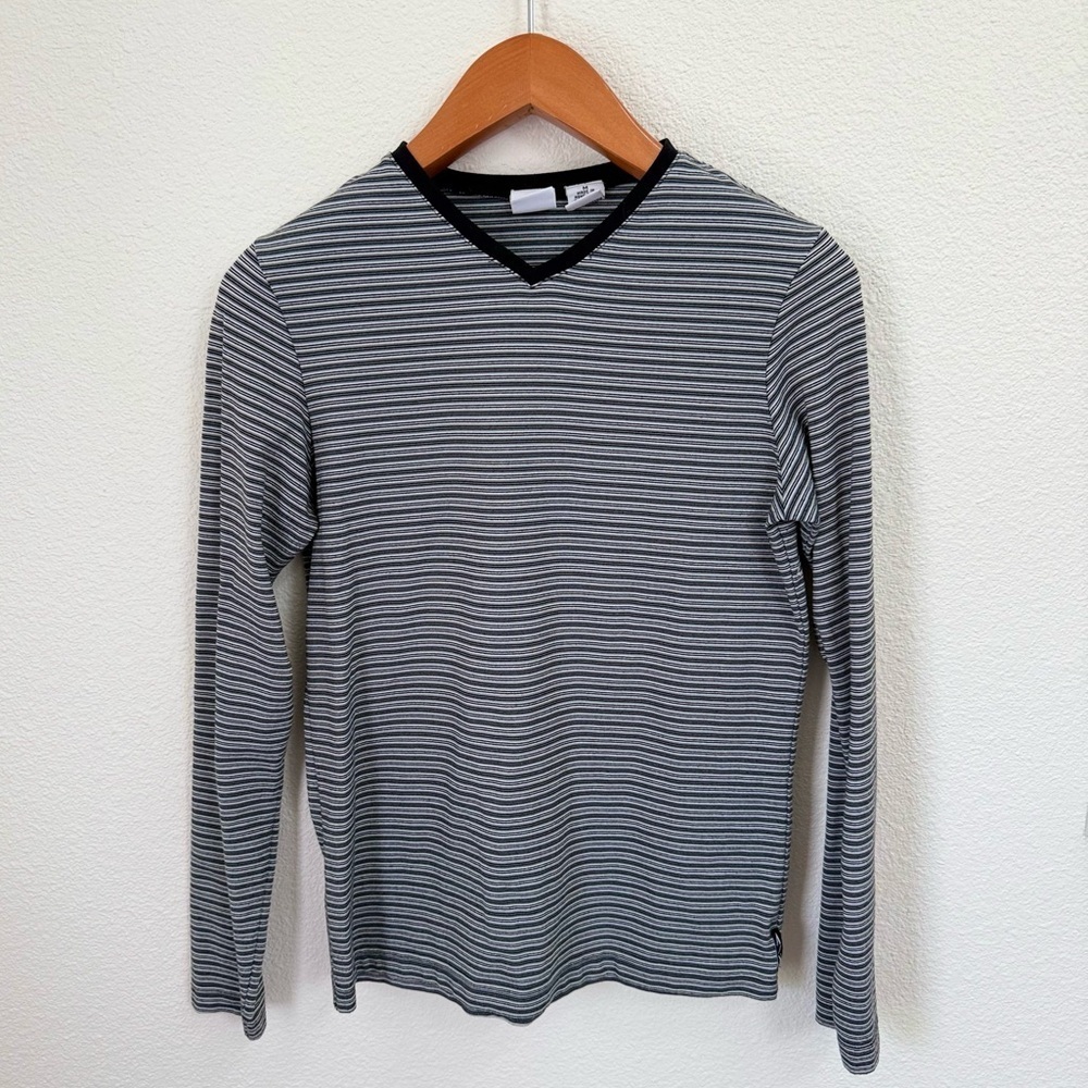 Armani Exchange Designer Black Striped Long Sleeve Top Women’s Size Medium